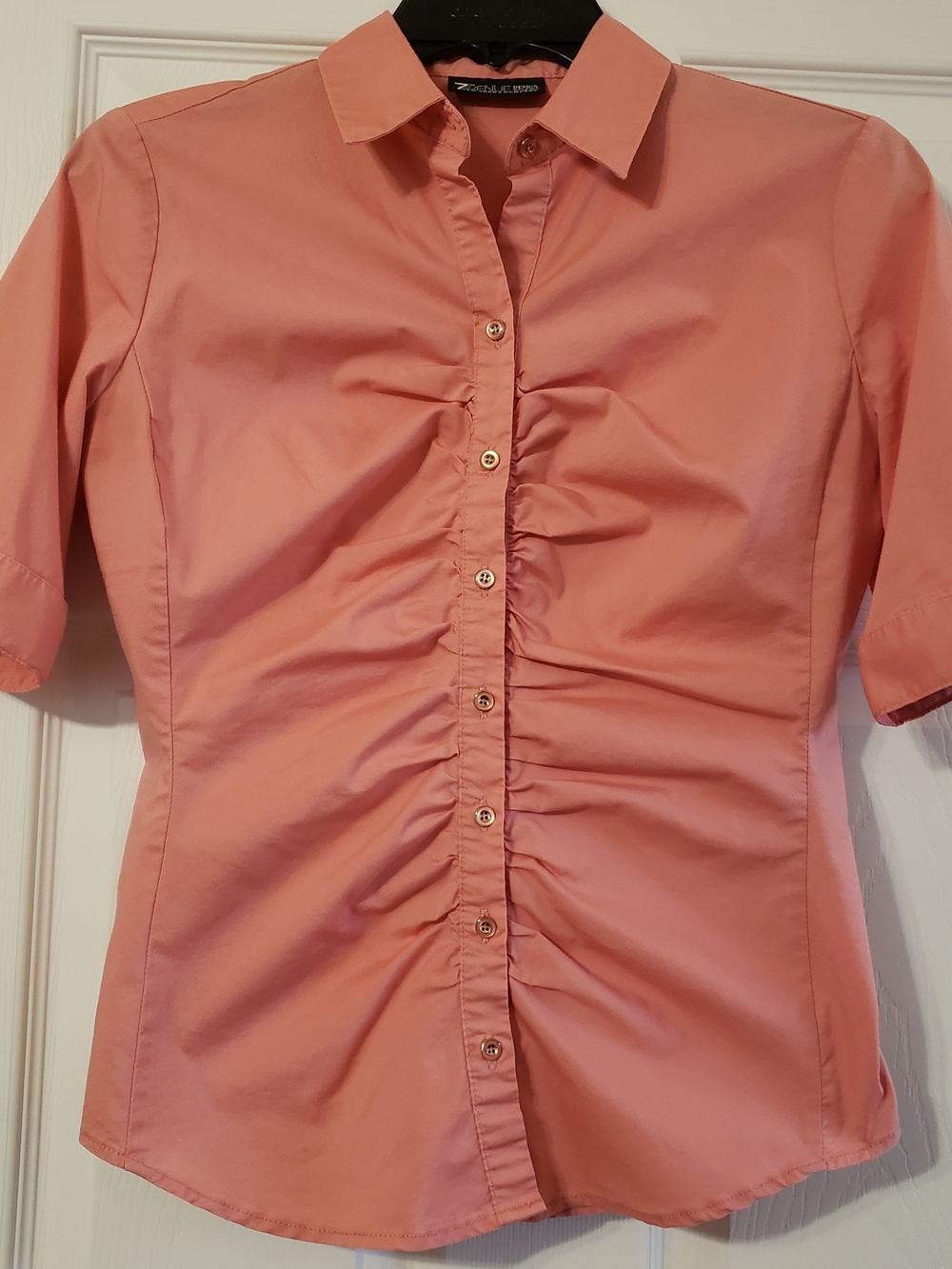 New York & Company Ruched Short Sleeve Shirt